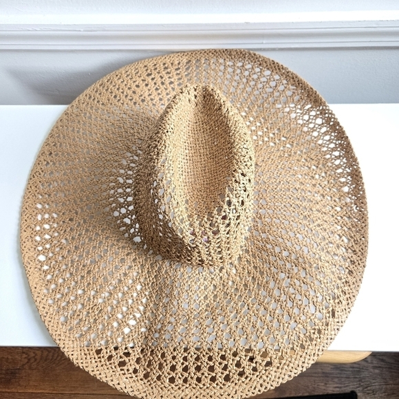 New Vineyard Vines Cane Weave Cappuccino Woven 100% Toyo Straw Sun Hat One Size main image 5